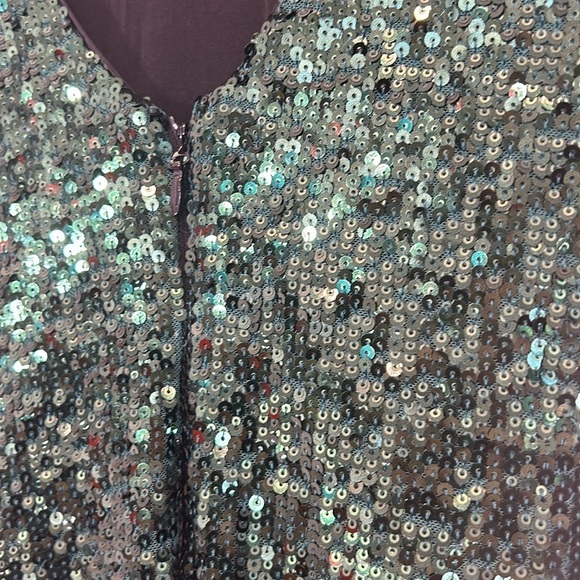 Dress the population Emery Dark Pine Green Sequin long sleeve fitted dress small - Picture 9 of 11